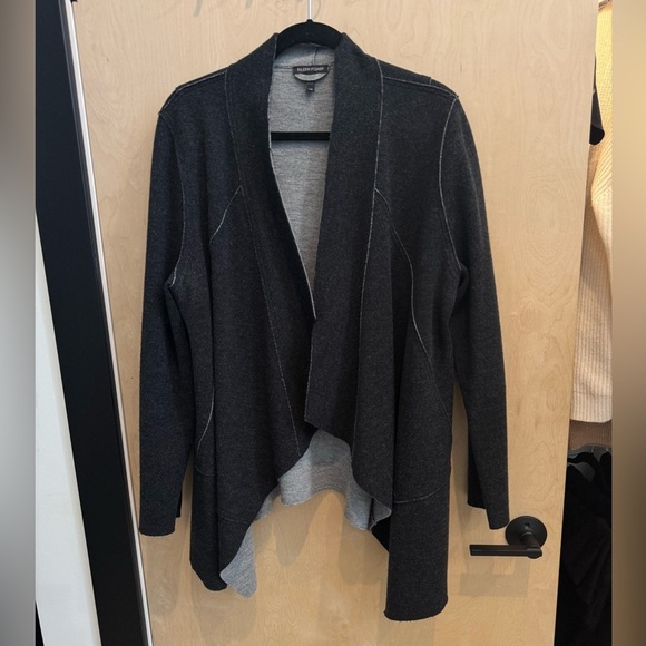 Eileen Fisher wool cardigan with draped front - Picture 2 of 6